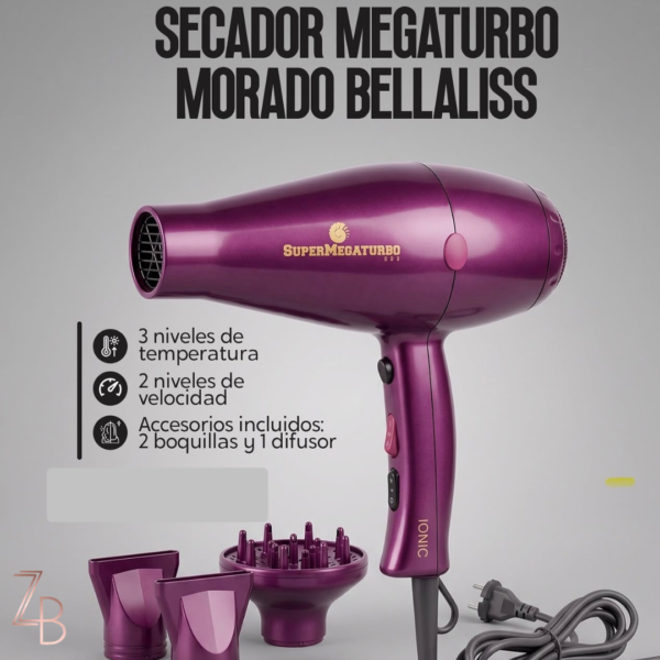 Bellaliss SuperMegaturbo Secador de Cabello Morado