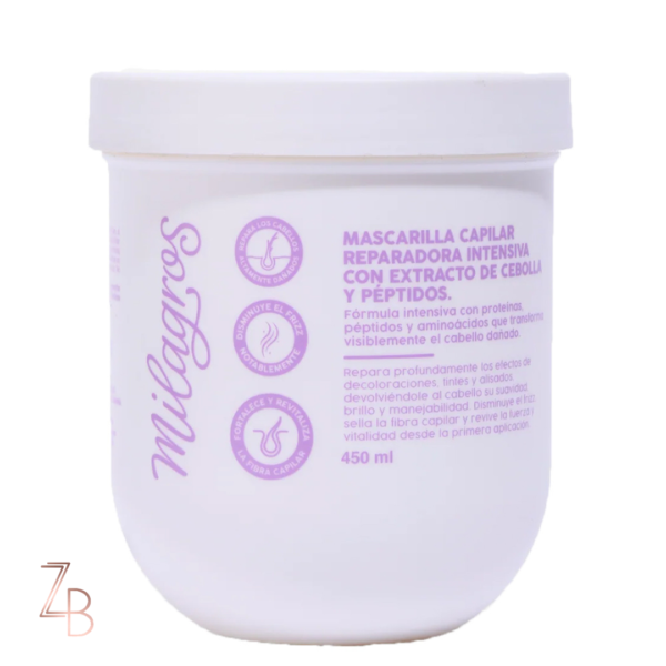MILAGROS Mascarilla Capilar Reparadora Intensiva con Extracto de Cebolla y Péptidos (450ml)